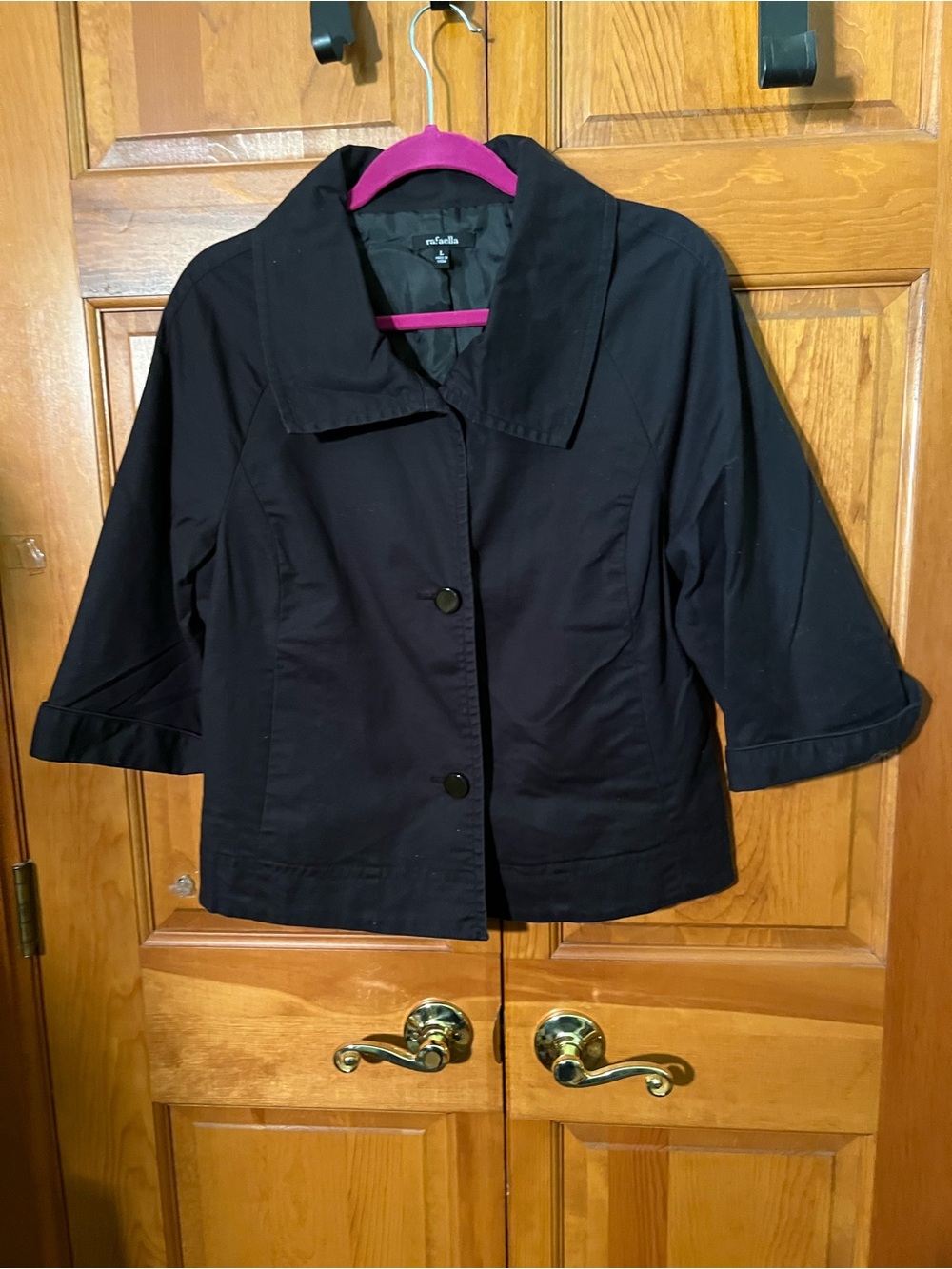 Rafaella Black Short Blazer with Three-Quarter Sleeves
